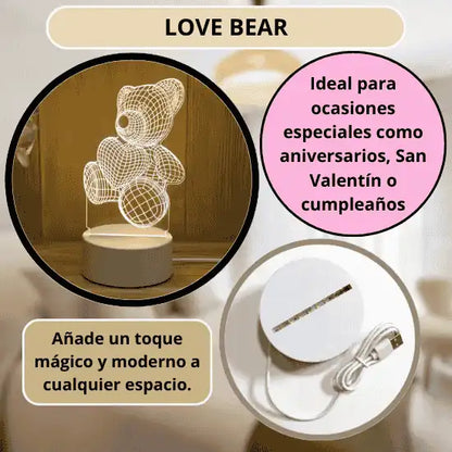 Lámpara LED 3D LoveBear